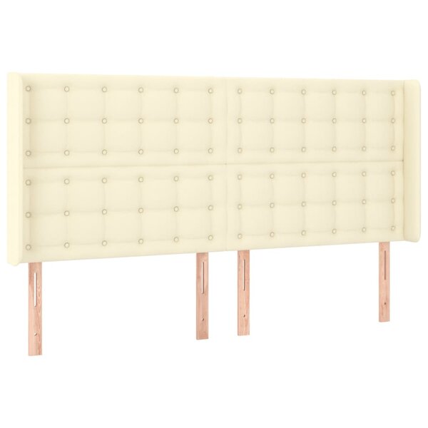 vidaXL Tête de lit avec oreilles Crème 183x16x118/128 cm Similicuir