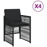 vidaXL Chaises de jardin lot de 4 avec coussins noir résine tressée