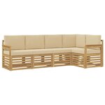 vidaXL Ensemble de canapés d'extérieur 5 pc Blanc et Beige Polyester