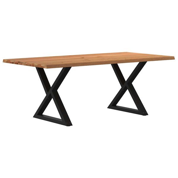 vidaXL Table à manger avec bord vivant 200x100x74 cm bois massif chêne