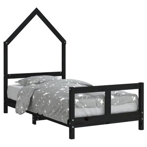 vidaXL Cadre de lit pour enfant noir 80x160 cm bois de pin massif