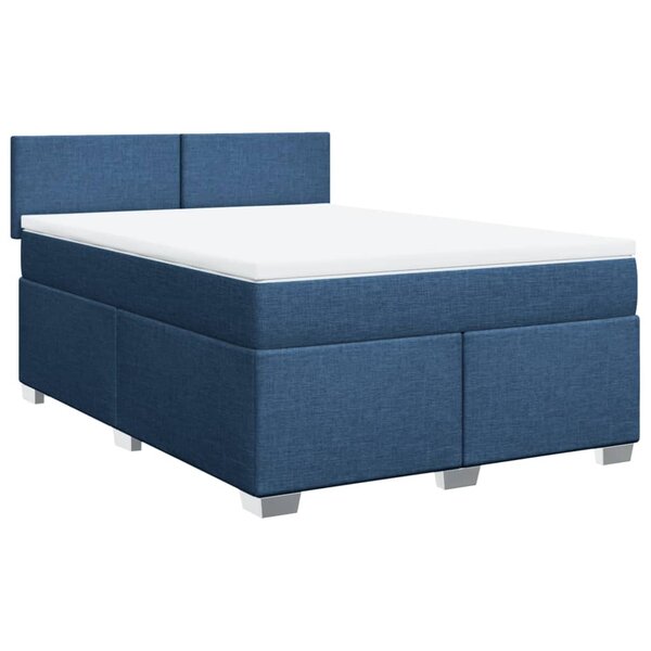 vidaXL Sommier à lattes de lit avec matelas Bleu 140x200 cm Tissu