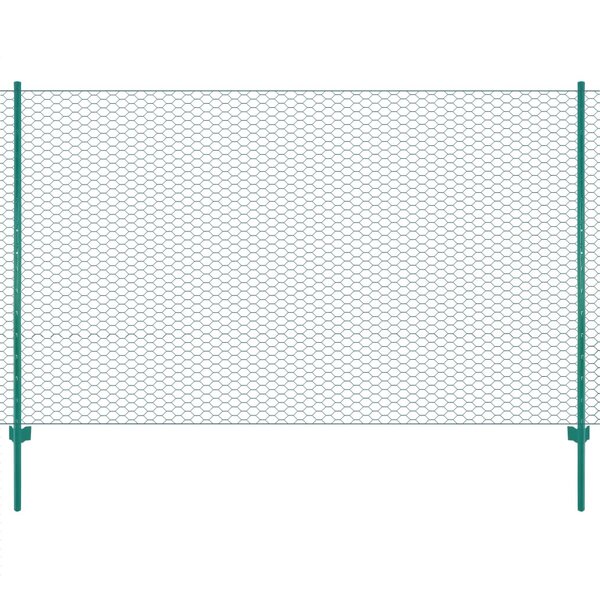 vidaXL Clôture en grillage métallique avec poteaux Acier 25x1 5m Vert
