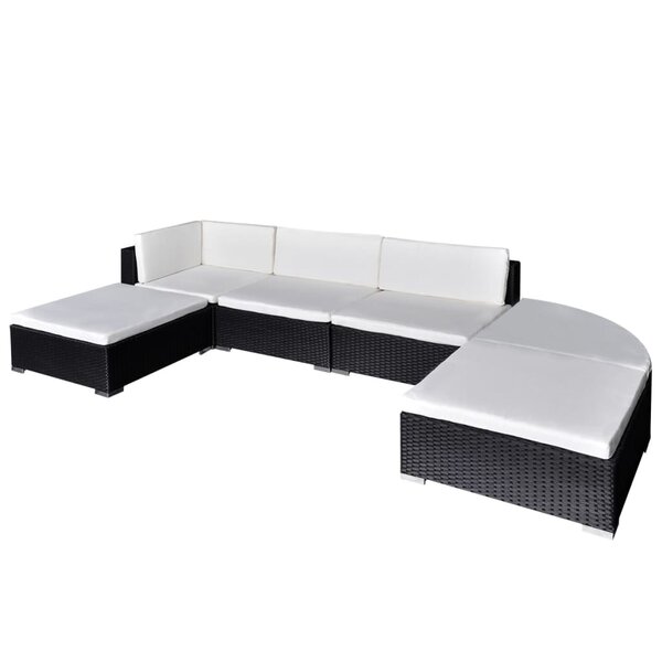 Salon de jardin meuble d'extérieur ensemble de mobilier 6 pièces avec coussins résine tressée noir 02_0016939