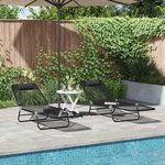 vidaXL Chaise longue pliante 2 Pièces Noir 182 x 55 x 85 5 cm Textilène