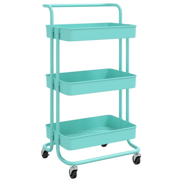 vidaXL Chariot de cuisine 3 niveaux Turquoise 42x35x85 cm Fer et ABS