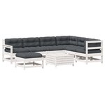 vidaXL Salon de jardin avec coussins 8 Pièces blanc bois de pin massif
