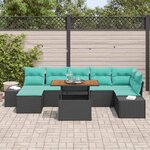 vidaXL Ensemble de canapé de jardin 8 Pièces Noir Poly rotin