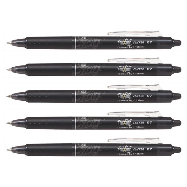 Stylo roller rétractable Frixion Ball Clicker 0 7 Noir x 5 PILOT