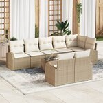 vidaXL Ensemble de canapé de jardin 9 pièces avec coussins en poly rotin marron