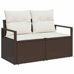 vidaXL Ensemble de canapé de jardin avec coussin 9 Pièces Marron  Crème