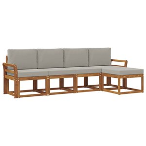 vidaXL Ensemble de canapés d'extérieur 5 pc Gris Naturel et Clair