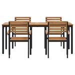 vidaXL Ensemble de salle à manger pour jardin 5 Pièces Noir et marron