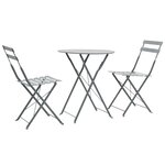 vidaXL Mobilier de bistro 3 Pièces Acier Gris