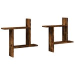 vidaXL Étagères murales 2 Pièces chêne fumé 50x12x50 cm Bois d'ingénierie
