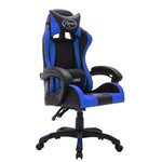 Chaise fauteuil siège pivotante de bureau informatique étude de jeux vidéo avec LED RVB et similicuir bleu 02_0024201