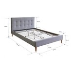 Lit double en tissu rembourre 120x200 avec sommier a lattes