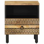 vidaXL Table de chevet noir 40x33x46 cm bois de manguier massif brut