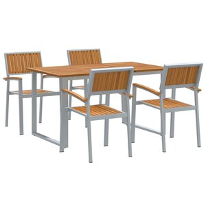vidaXL Ensemble de salle à manger pour jardin 5 Pièces Gris et marron