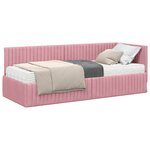 vidaXL Cadre de lit d'angle avec matelas 2 Pièces Gris Velours
