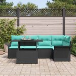 vidaXL Ensemble de canapé de jardin 6 Pièces Noir Poly Rattan