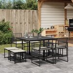 vidaXL Ensemble à manger de jardin 9Pièces coussins noir résine tressée