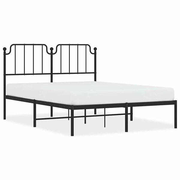 vidaXL Cadre de lit métal sans matelas avec tête de lit noir 135x190cm