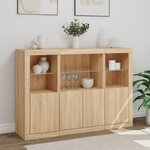 vidaXL Buffets avec lumières LED 3 Pièces chêne sonoma bois d'ingénierie
