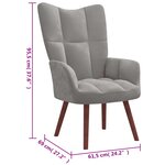 vidaXL Chaise de relaxation avec repose-pied Gris clair Velours