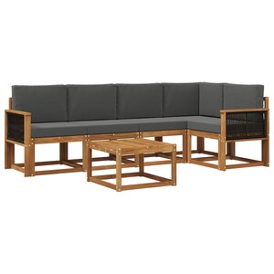 vidaXL Ensemble de canapés d'extérieur 6 pc Naturel et Anthracite