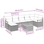 Ensemble de canapé de jardin 8 pièces avec coussins en rattan poly beige