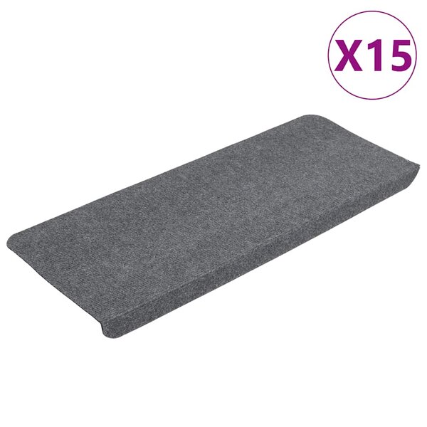 vidaXL Tapis d'escalier autocollants 15 Pièces 65x24 5x3 5 cm Gris
