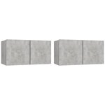 vidaXL Meubles TV suspendus 2 Pièces Gris béton 60x30x30 cm