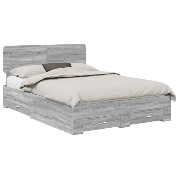 vidaXL Cadre de lit Gris Sonoma 140 x 190 cm Bois d'ingénierie