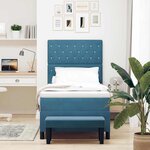 vidaXL Lit à ressorts avec matelas Bleu foncé 100 x 200 cm Velours