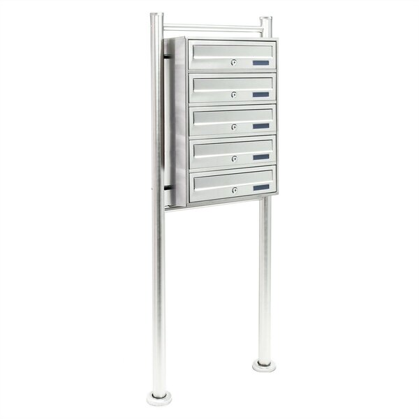 Bloc 5 boite aux lettres sur pied de support 5 compartiments superposé acier inoxydable