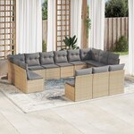 vidaXL Salon de jardin avec coussins 13 Pièces beige résine tressée