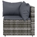 vidaXL Salon de jardin 3 Pièces avec coussins Gris Résine tressée