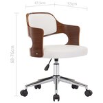 vidaXL Chaise pivotante de bureau Blanc Bois courbé et similicuir