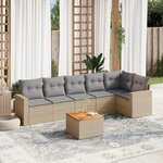 vidaXL Salon de jardin avec coussins 7 Pièces beige résine tressée