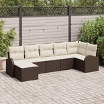 vidaXL Ensemble de canapé de jardin 7 Pièces Marron Poly rotin