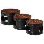 vidaXL Tables de bar forme tambour 3 Pièces bois massif de récupération