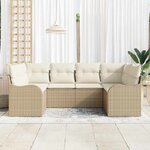 vidaXL Ensemble de canapé de jardin 6 Pièces Beige et blanc Poly rotin