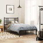 vidaXL Cadre de lit métal sans matelas avec tête de lit noir 90x200 cm