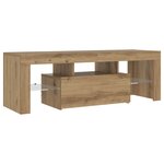 vidaXL Meuble TV avec lumières LED chêne artisanal bois d'ingénierie