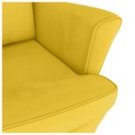 vidaXL Fauteuil à bascule à oreilles en velours jaune bois massif