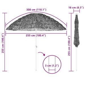 vidaXL Parasol de plage Naturel 255 x 255 x 255 cm Polyester et Acier