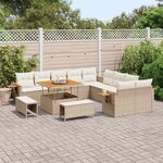 vidaXL Ensemble de canapé de jardin 17 Pièces Beige et crème polyrotin