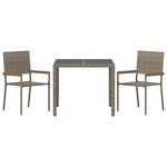 Ensemble de Salle à Manger de Jardin vidaXL 3 Pièces Gris Poly Rattan