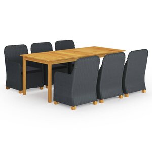 vidaXL Ensemble à manger de jardin 7 Pièces Gris foncé